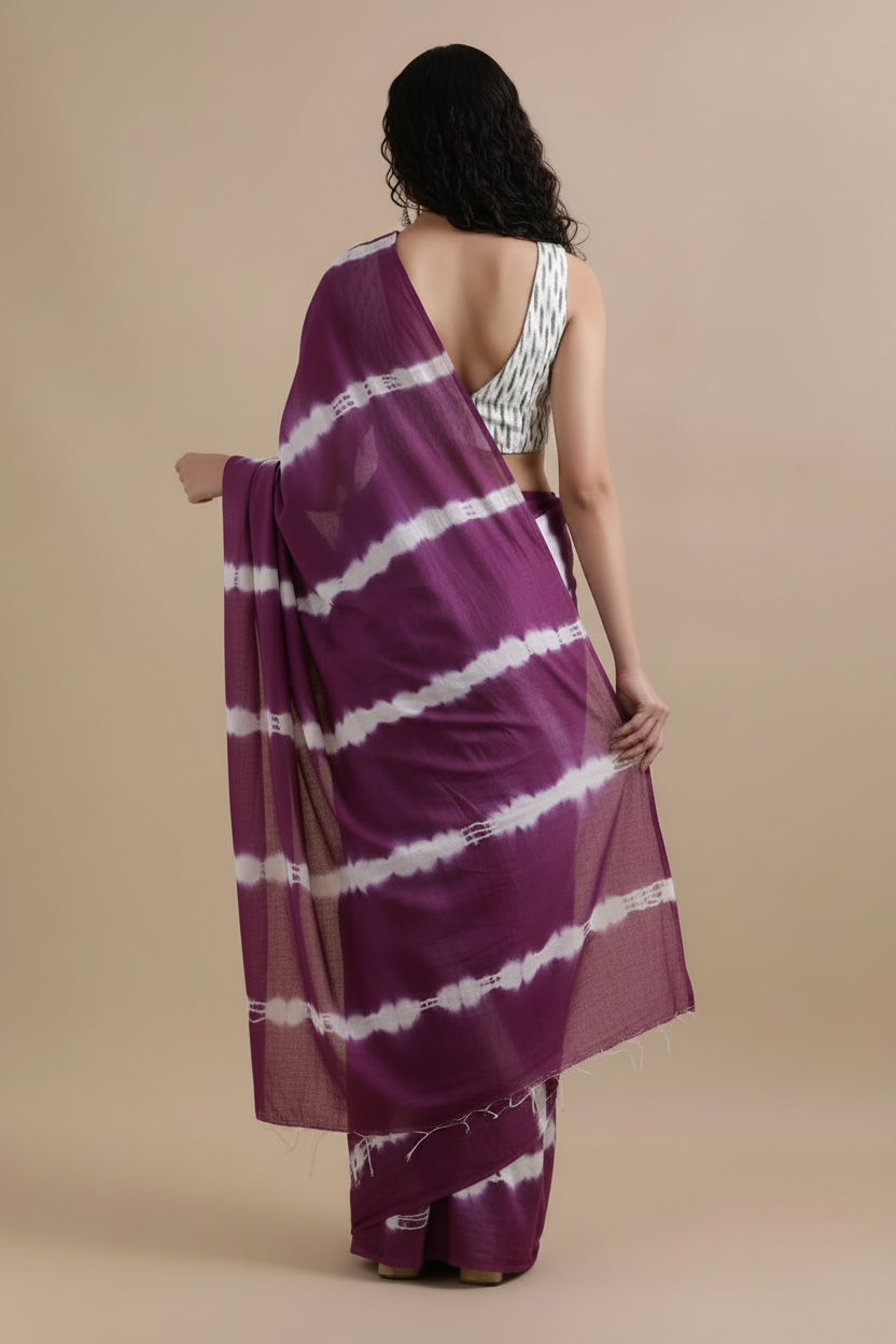 Purple Shibori Saree – Back