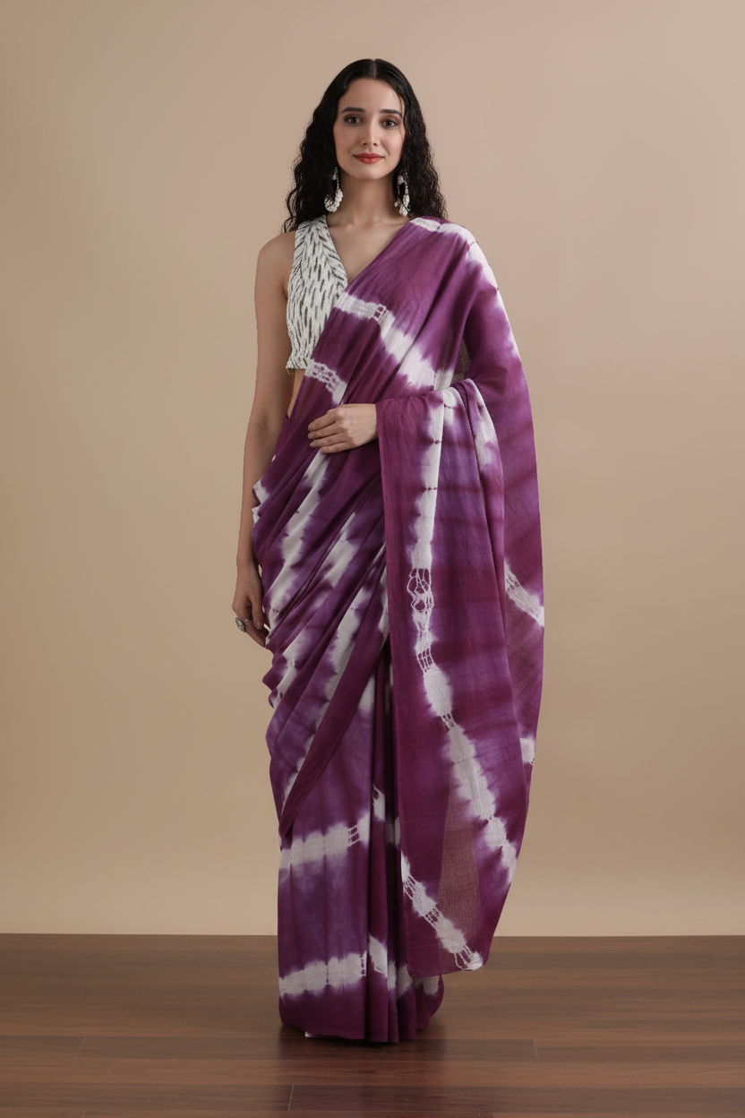 Purple Shibori Saree – Front