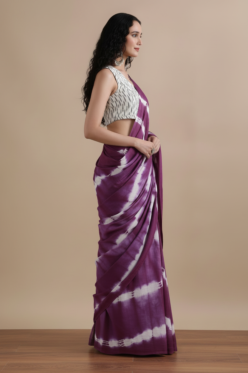 Purple Shibori Saree – Side