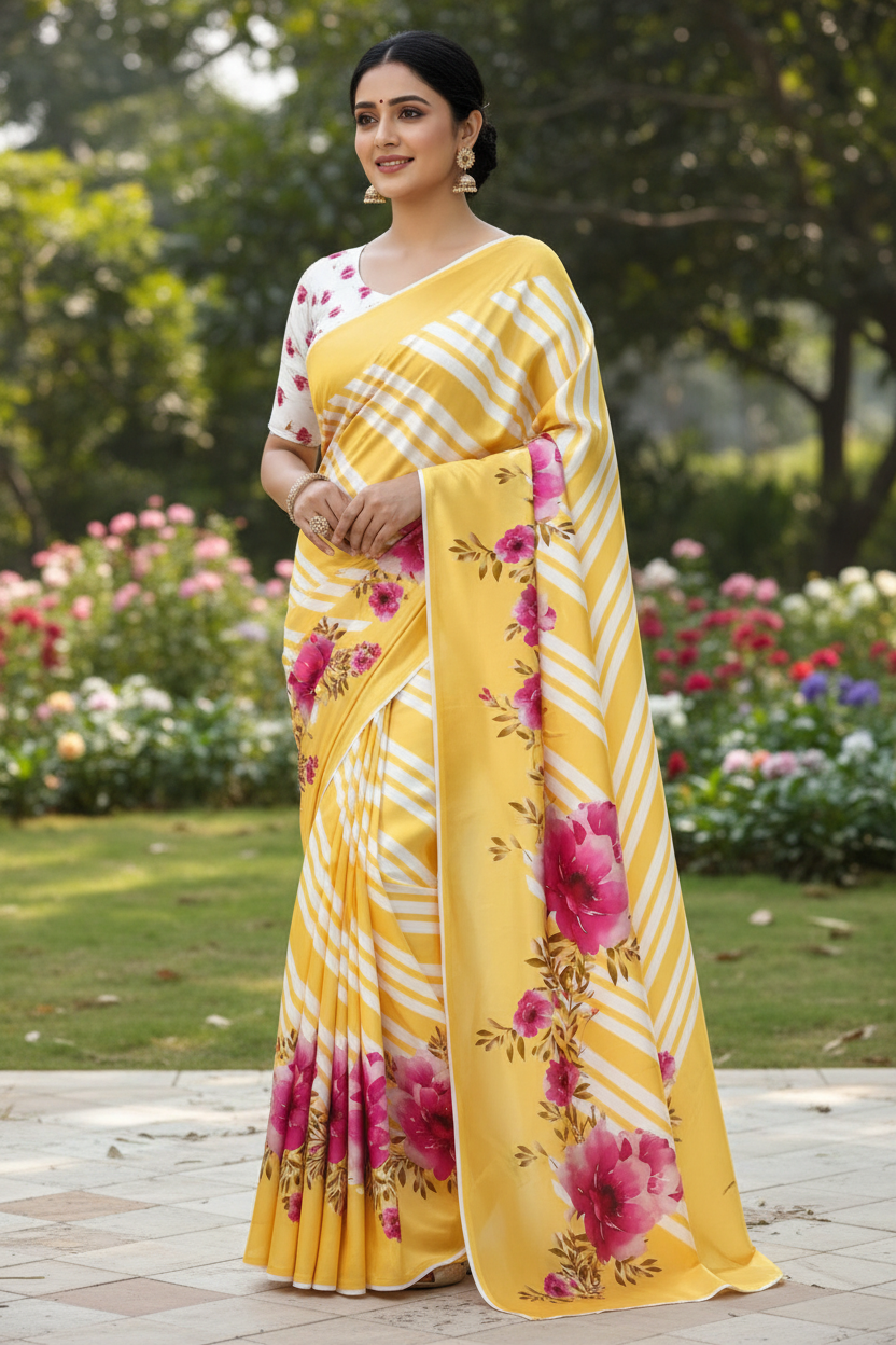 Yellow Floral Saree