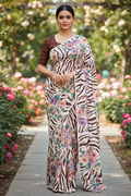 Zebra Floral Saree - Front